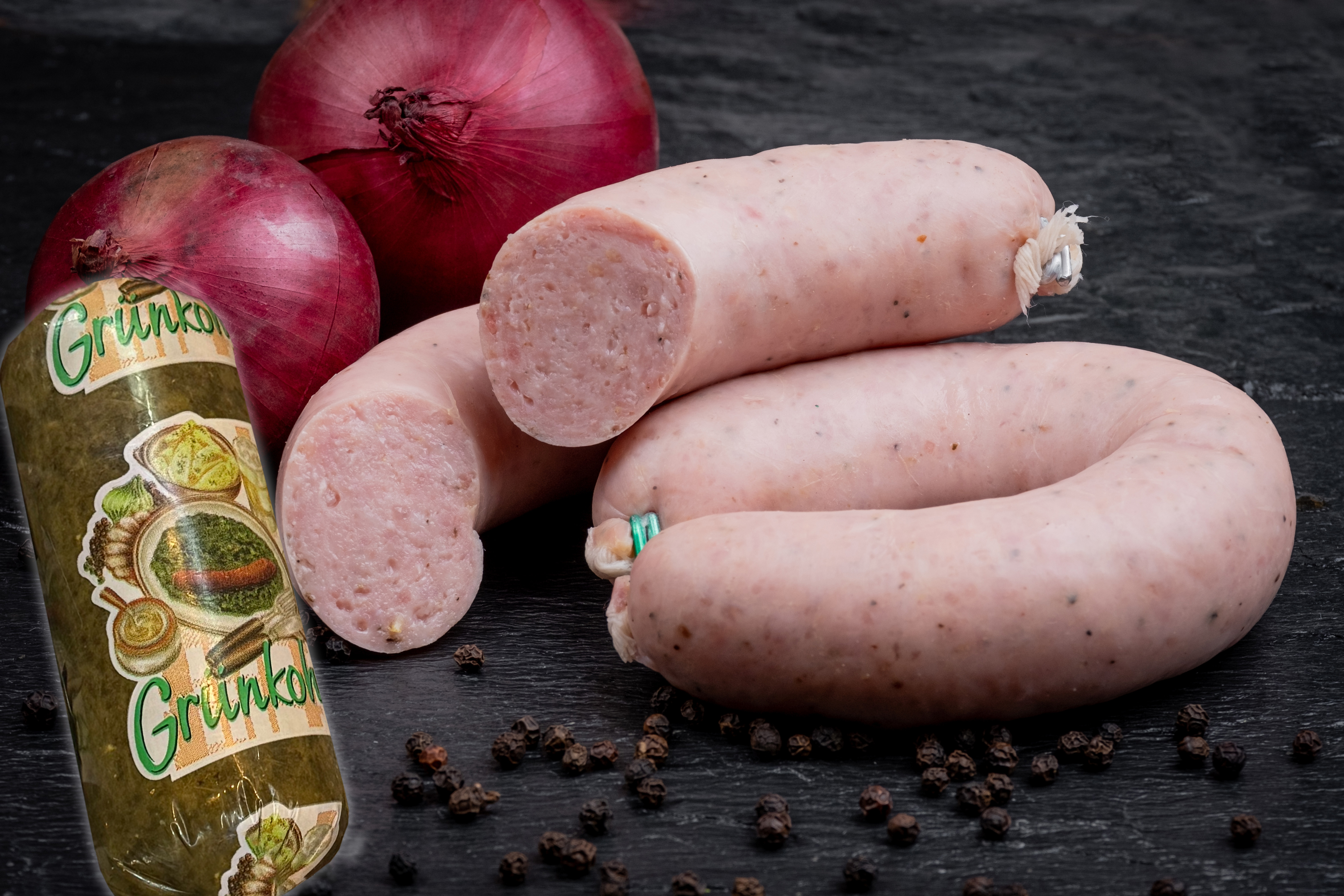 Bregenwurst gekocht mit Grünkohl